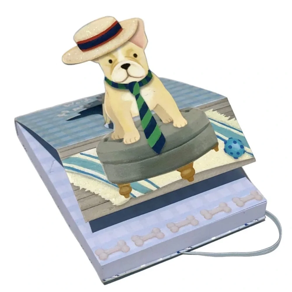 Punch Studio Dapper Bulldog Pup Bungee Pop Up Mini Embellished Notepad (60750)